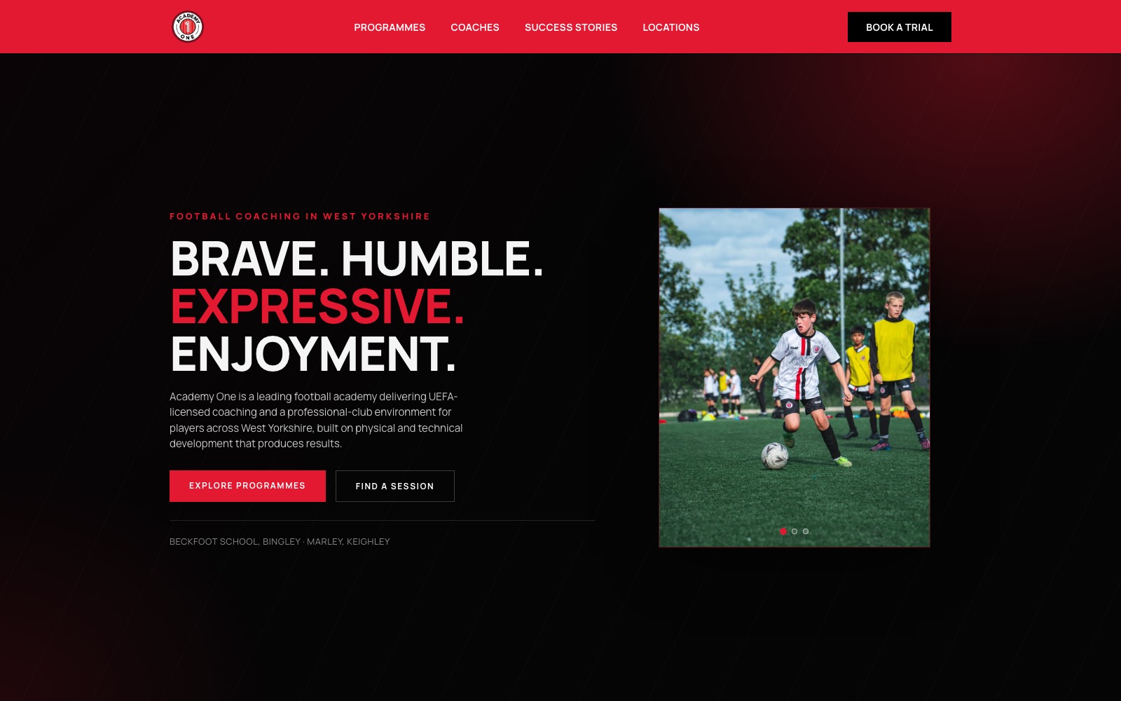 Academy One website screenshot
