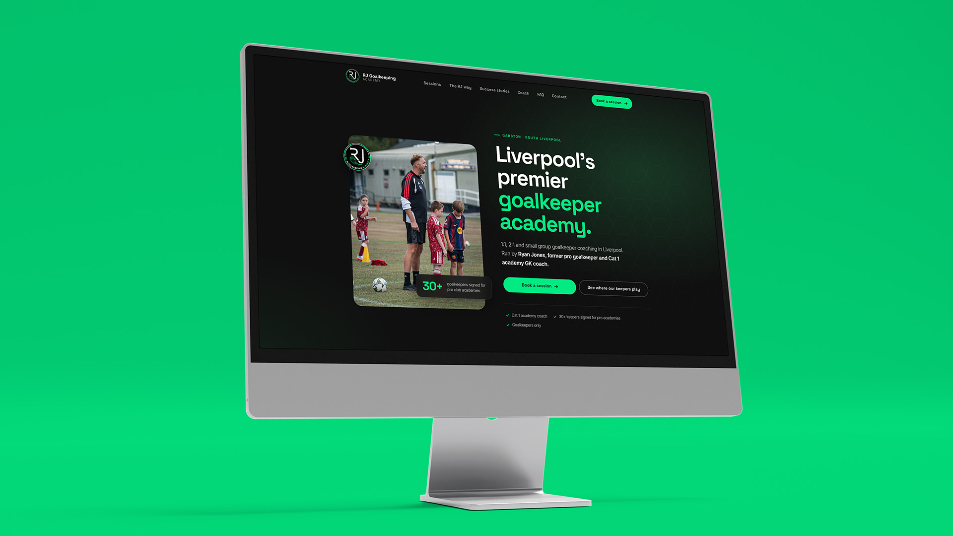 RJ Goalkeeping website screenshot